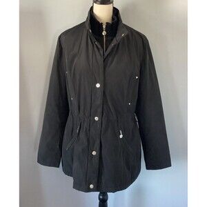 Betsey Johnson Women’s Black Stadium Midi Length Coat Size XL missing belt